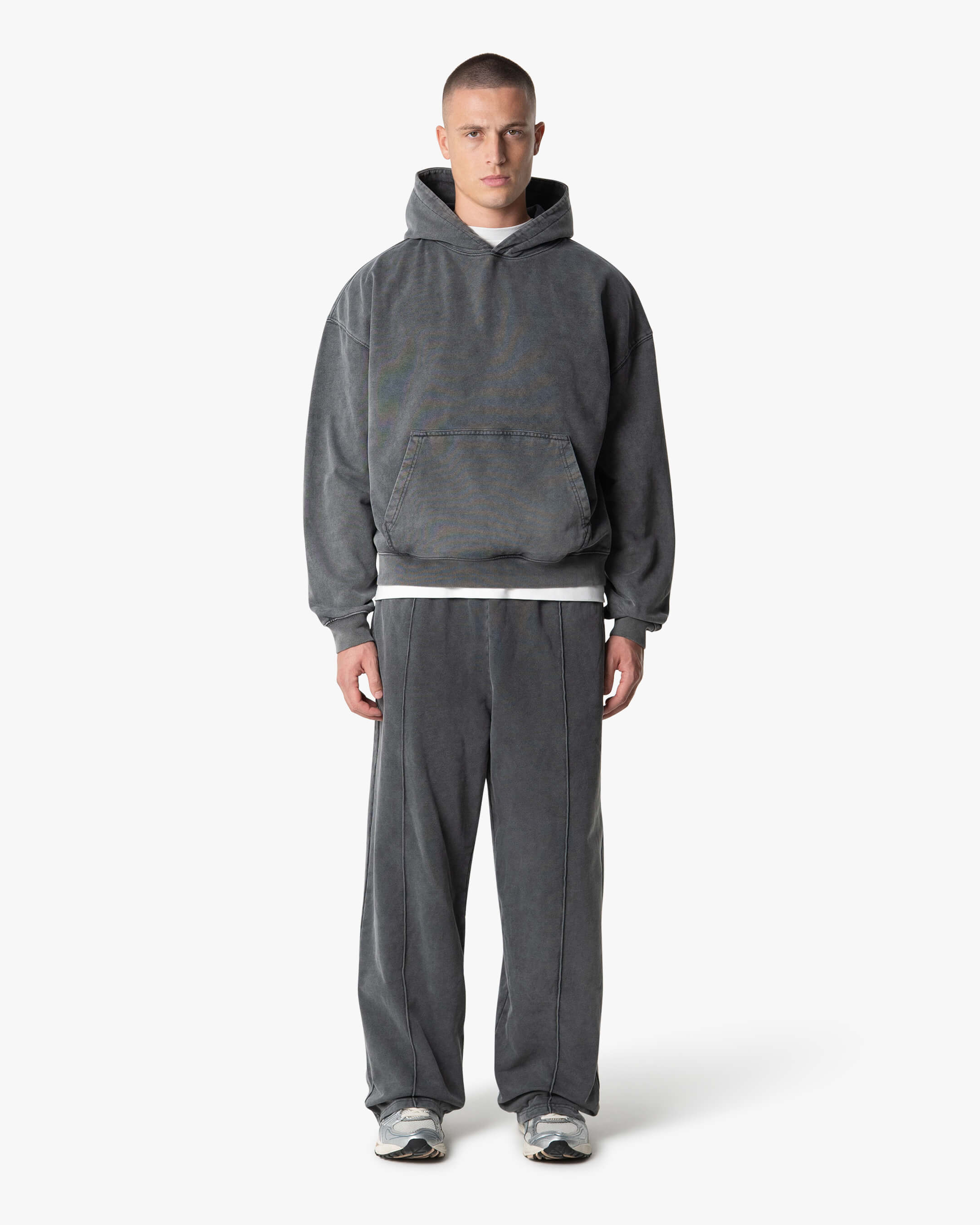 Acid Wash Oversized Cotton-Poly Hoodie