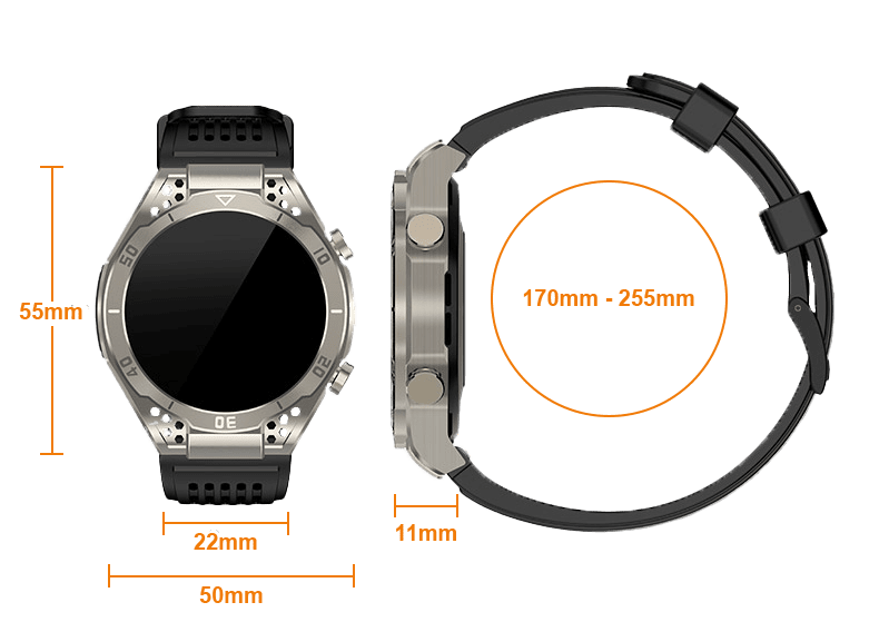 Robuuste ECG Smartwatch met Gezondheidsmeting & Bellen – Hartslag, Bloeddruk, Zuurstof – iOS & Android