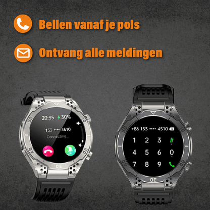 Robuuste ECG Smartwatch met Gezondheidsmeting & Bellen – Hartslag, Bloeddruk, Zuurstof – iOS & Android