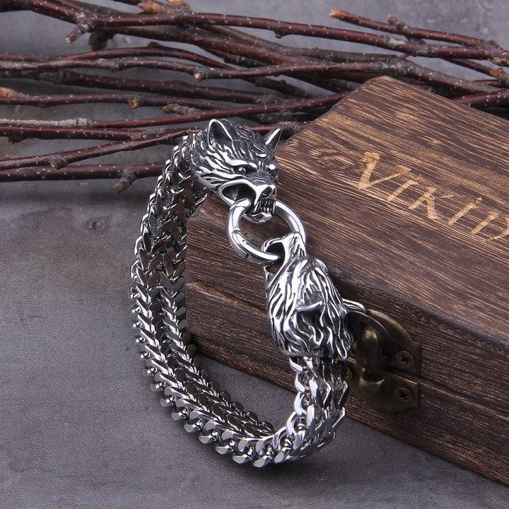 Zilveren Viking Armband "WolfBand"