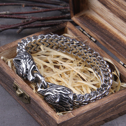 Zilveren Viking Armband "WolfBand"