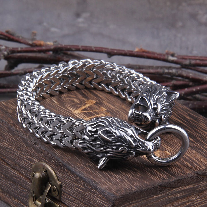 Zilveren Viking Armband "WolfBand"