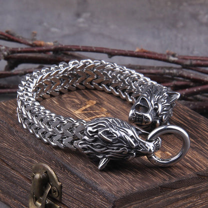 Zilveren Viking Armband "WolfBand"
