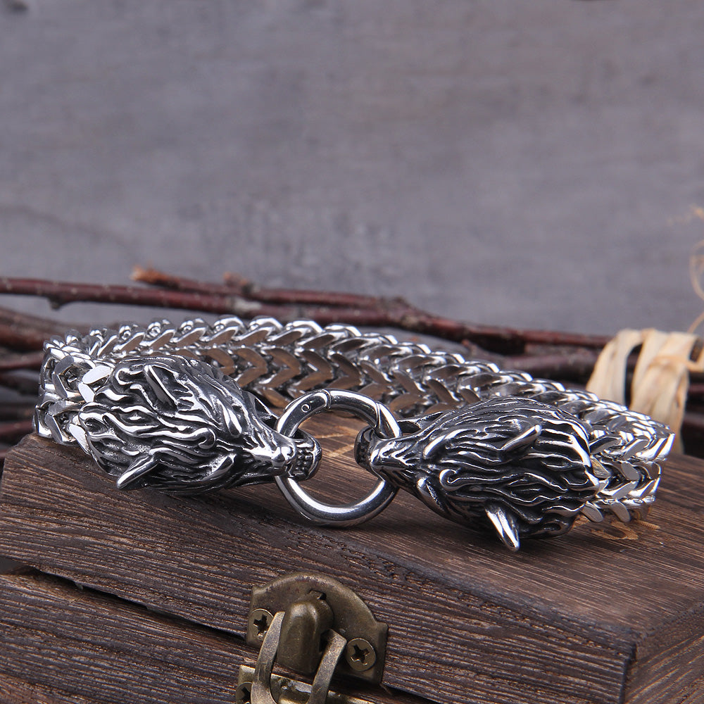 Zilveren Viking Armband "WolfBand"