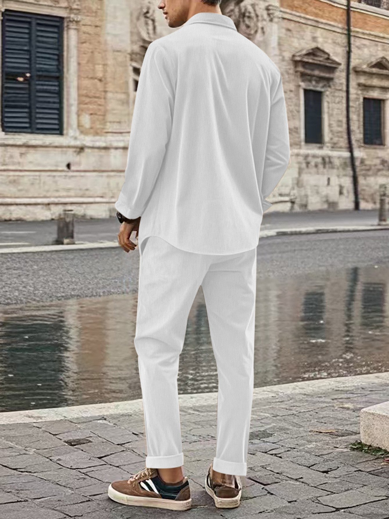 Men's Breathable Ribbed Fabric Casual Suit