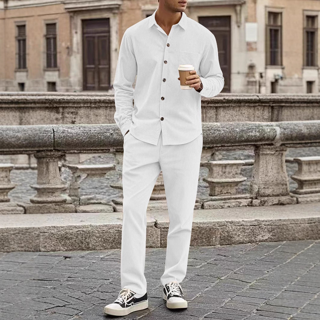 Men's Breathable Ribbed Fabric Casual Suit