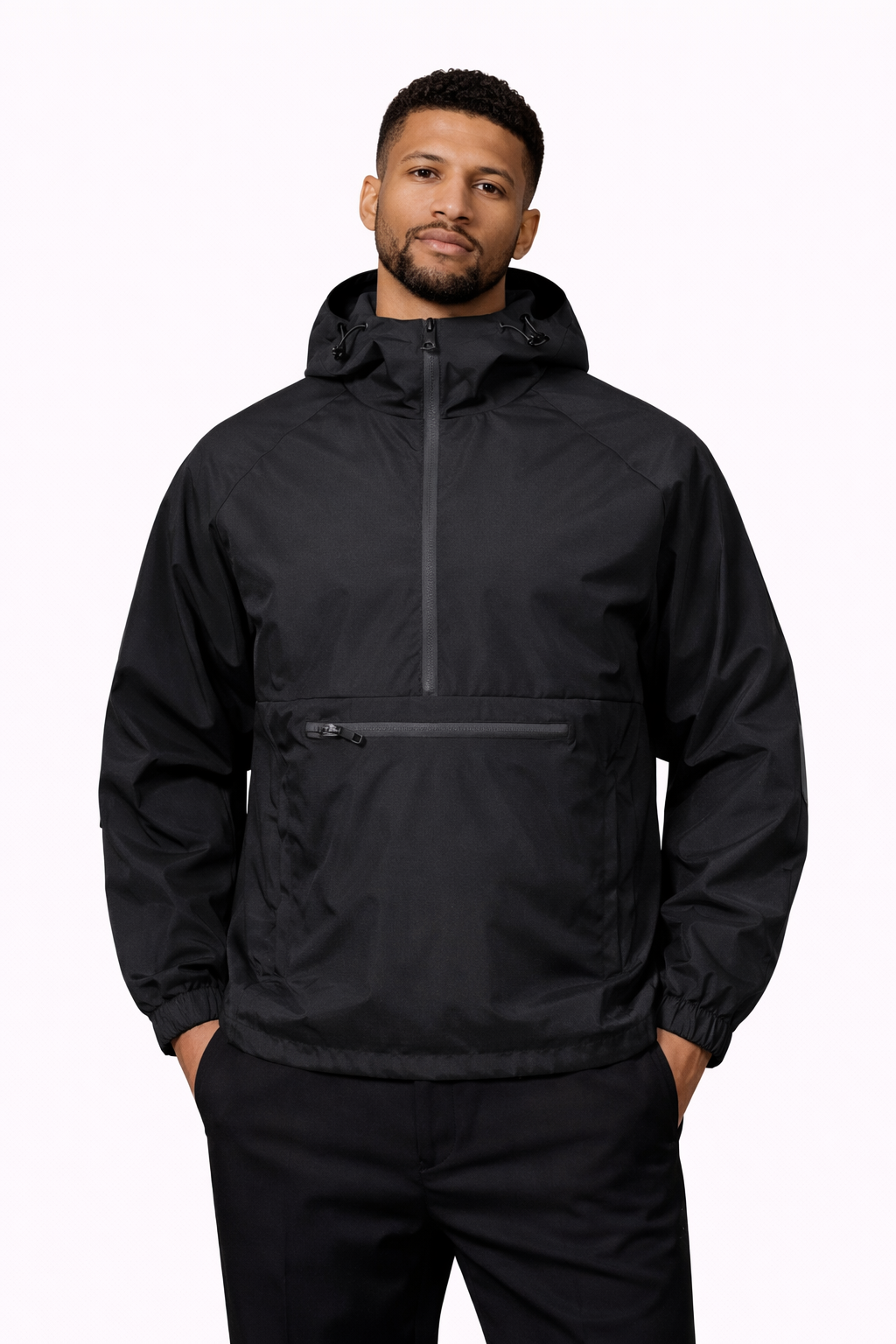 Men's Half-Zip Wind and Water-Resistant Rain Jacket