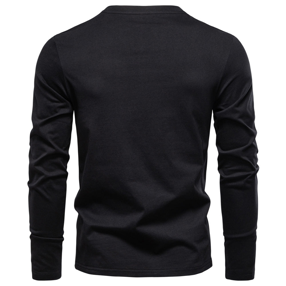 Heren Henley Longsleeve – Slim Fit Katoenen Shirt