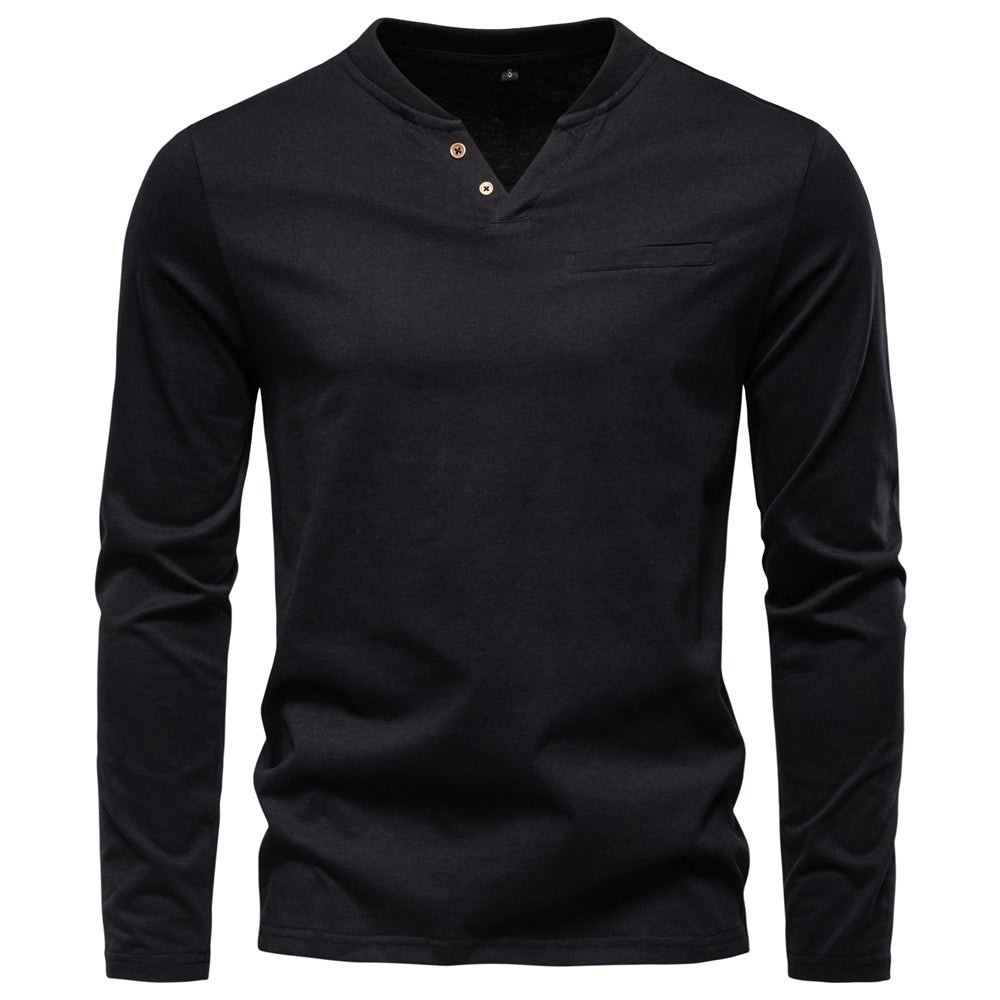 Heren Henley Longsleeve – Slim Fit Katoenen Shirt