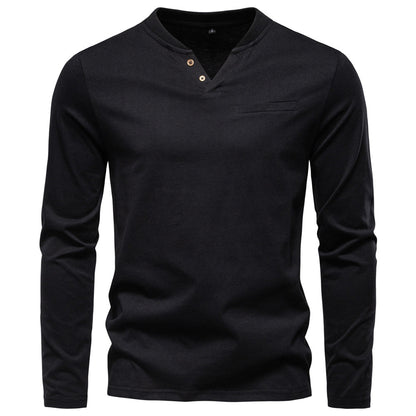 Heren Henley Longsleeve – Slim Fit Katoenen Shirt