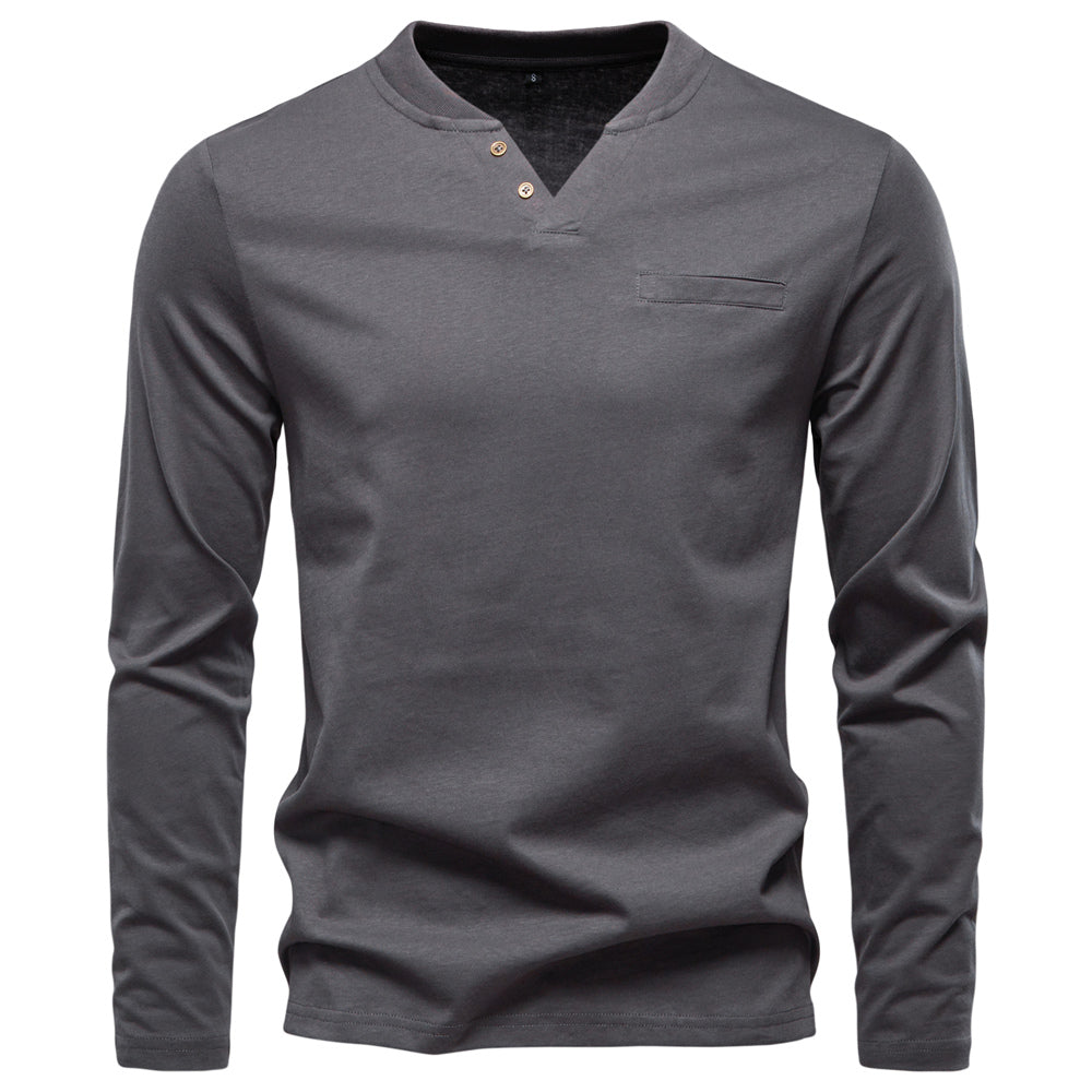 Heren Henley Longsleeve – Slim Fit Katoenen Shirt
