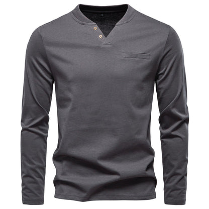 Heren Henley Longsleeve – Slim Fit Katoenen Shirt
