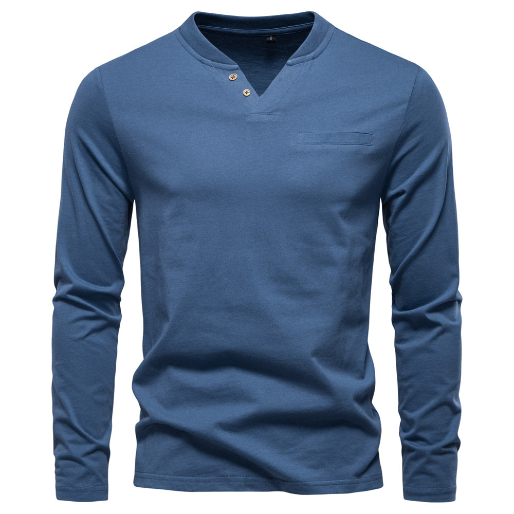 Heren Henley Longsleeve – Slim Fit Katoenen Shirt
