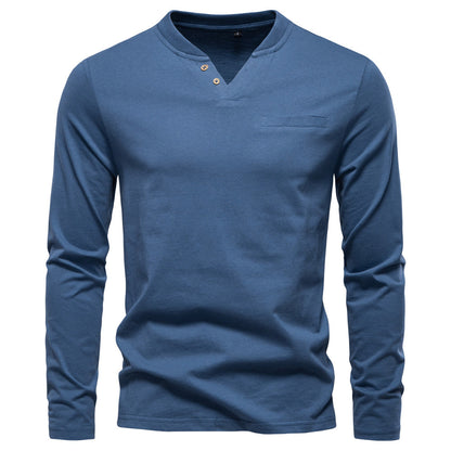 Heren Henley Longsleeve – Slim Fit Katoenen Shirt