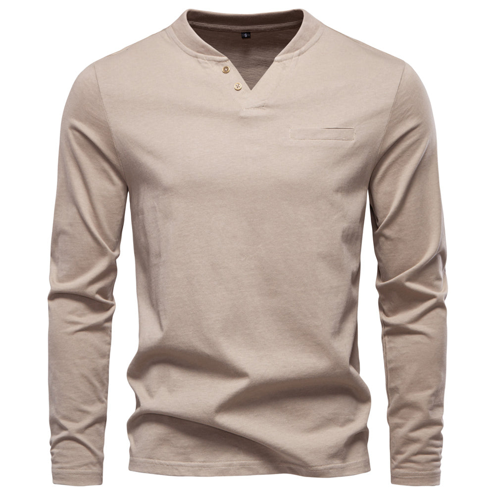 Heren Henley Longsleeve – Slim Fit Katoenen Shirt